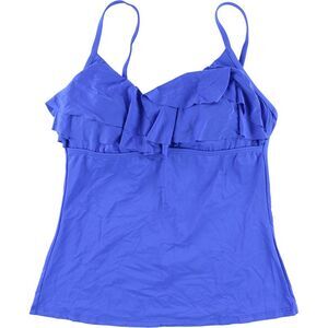 Kenneth Cole Womens Tiered Tankini Swim Top, Blue, NWT